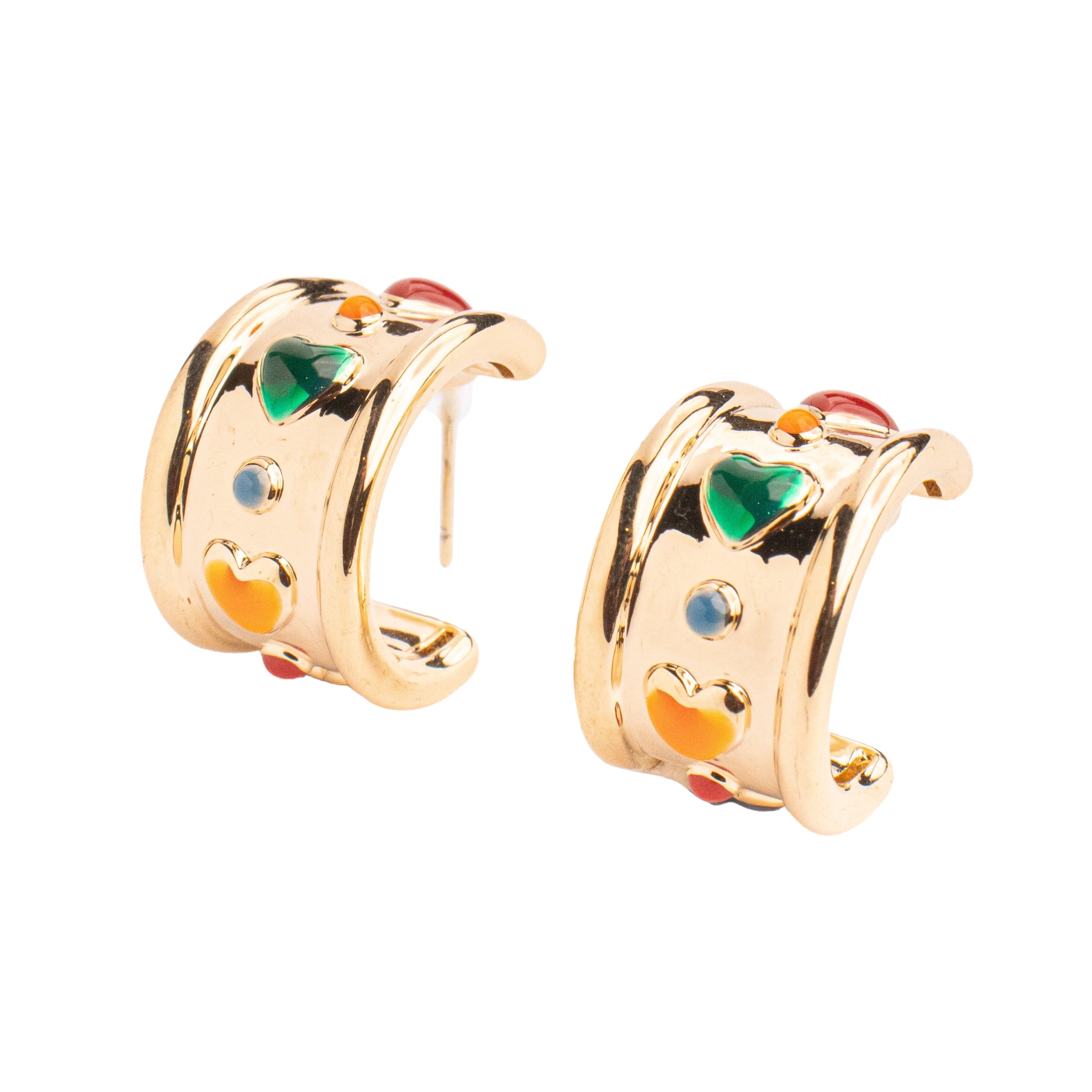 Multicoloured Half Hoops 18K Gold Plated